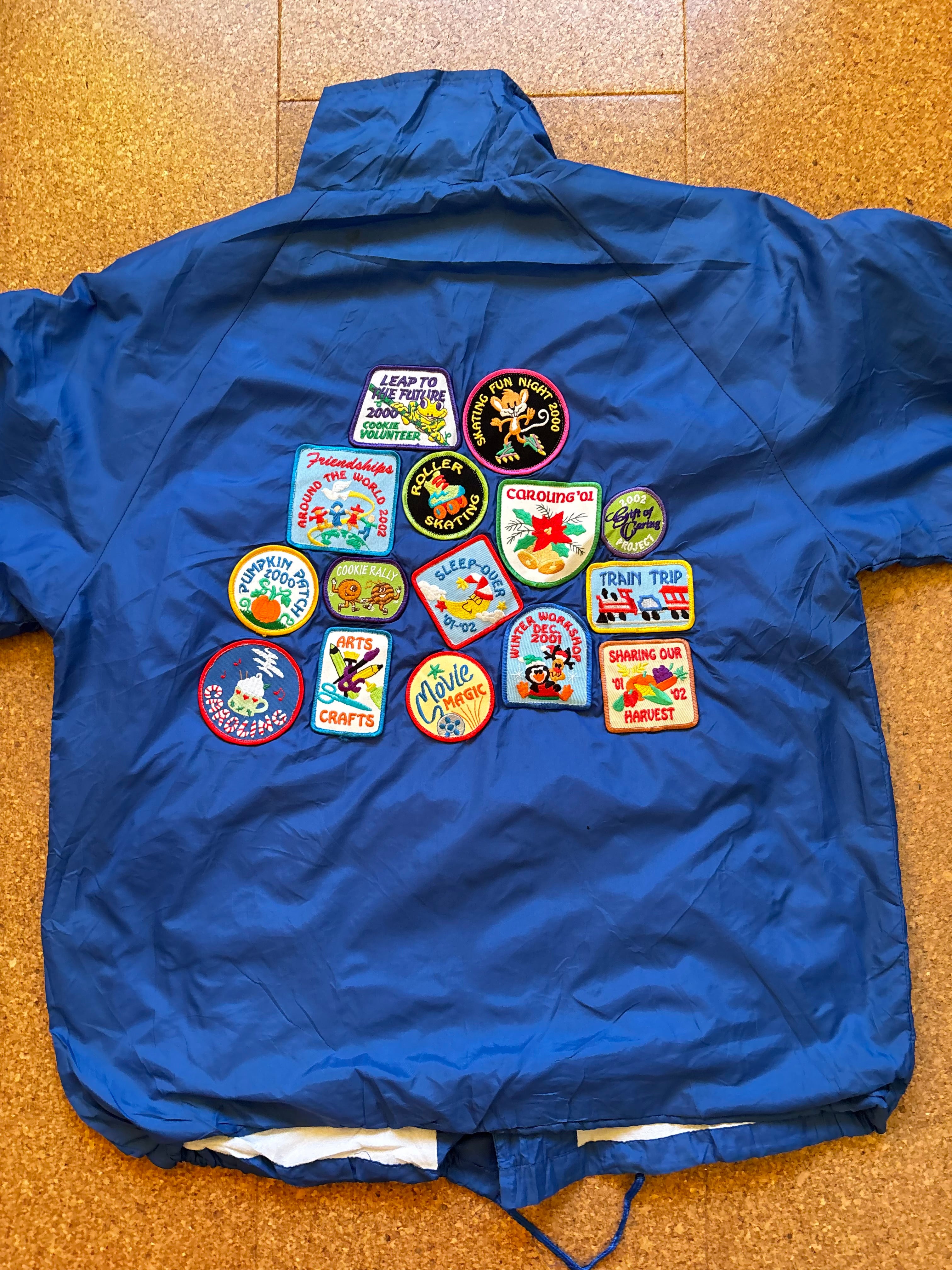 Early 2000s vintage USA varsity jacket with patches