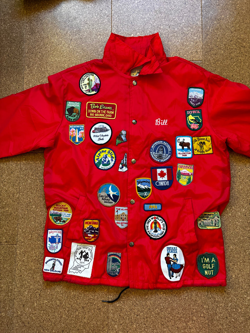 Vintage Hilton USA red jacket with state patches unique jacket