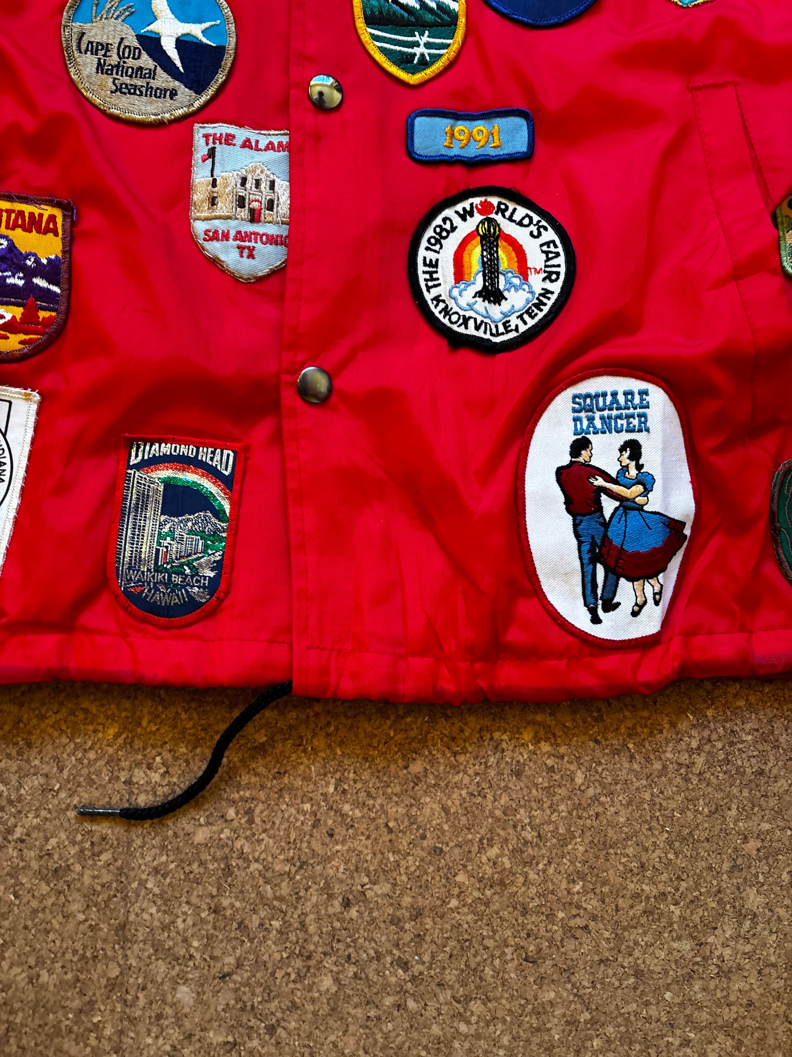 Vintage Hilton USA red jacket with state patches unique jacket
