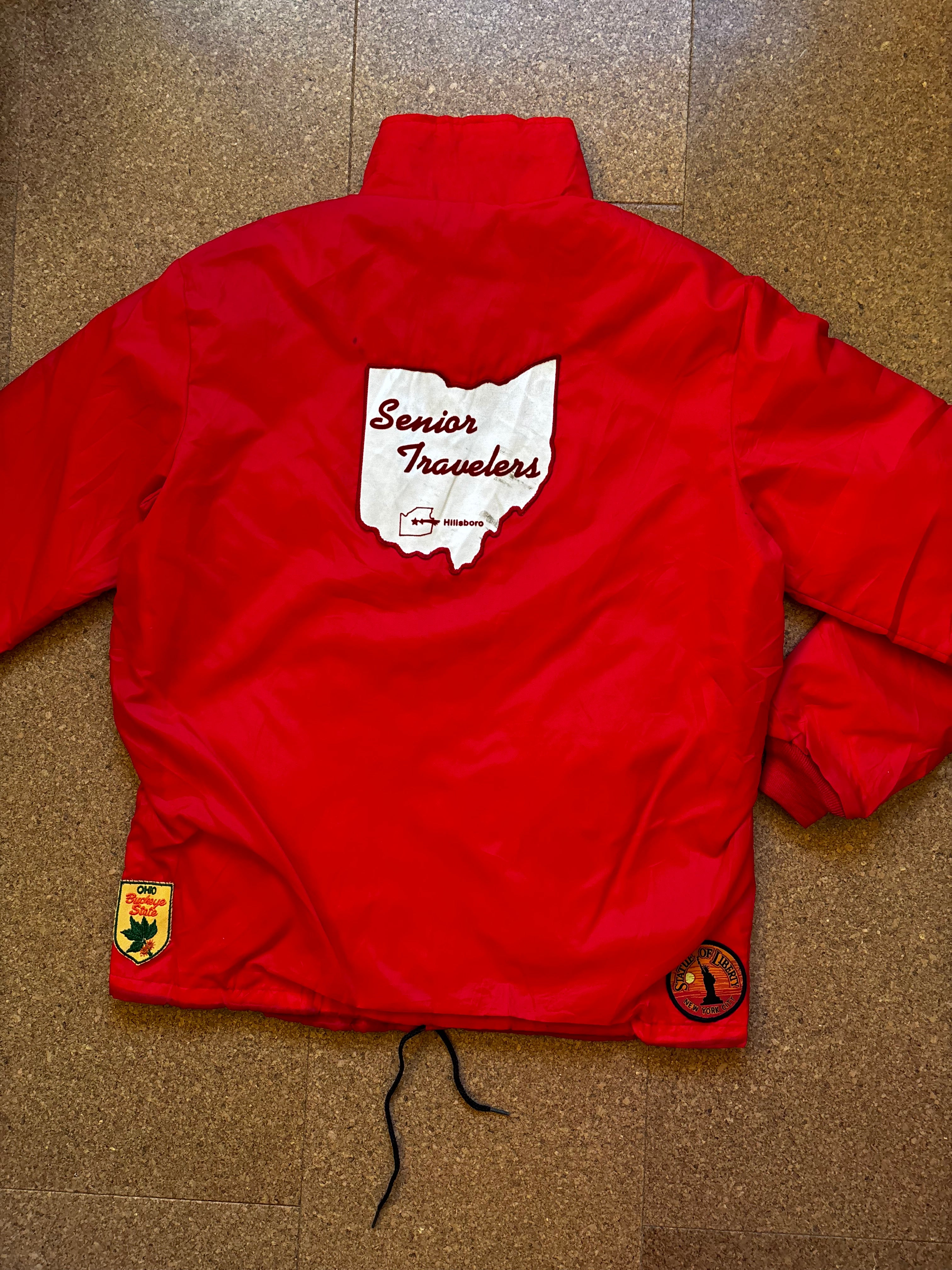 Vintage Hilton USA red jacket with state patches unique jacket