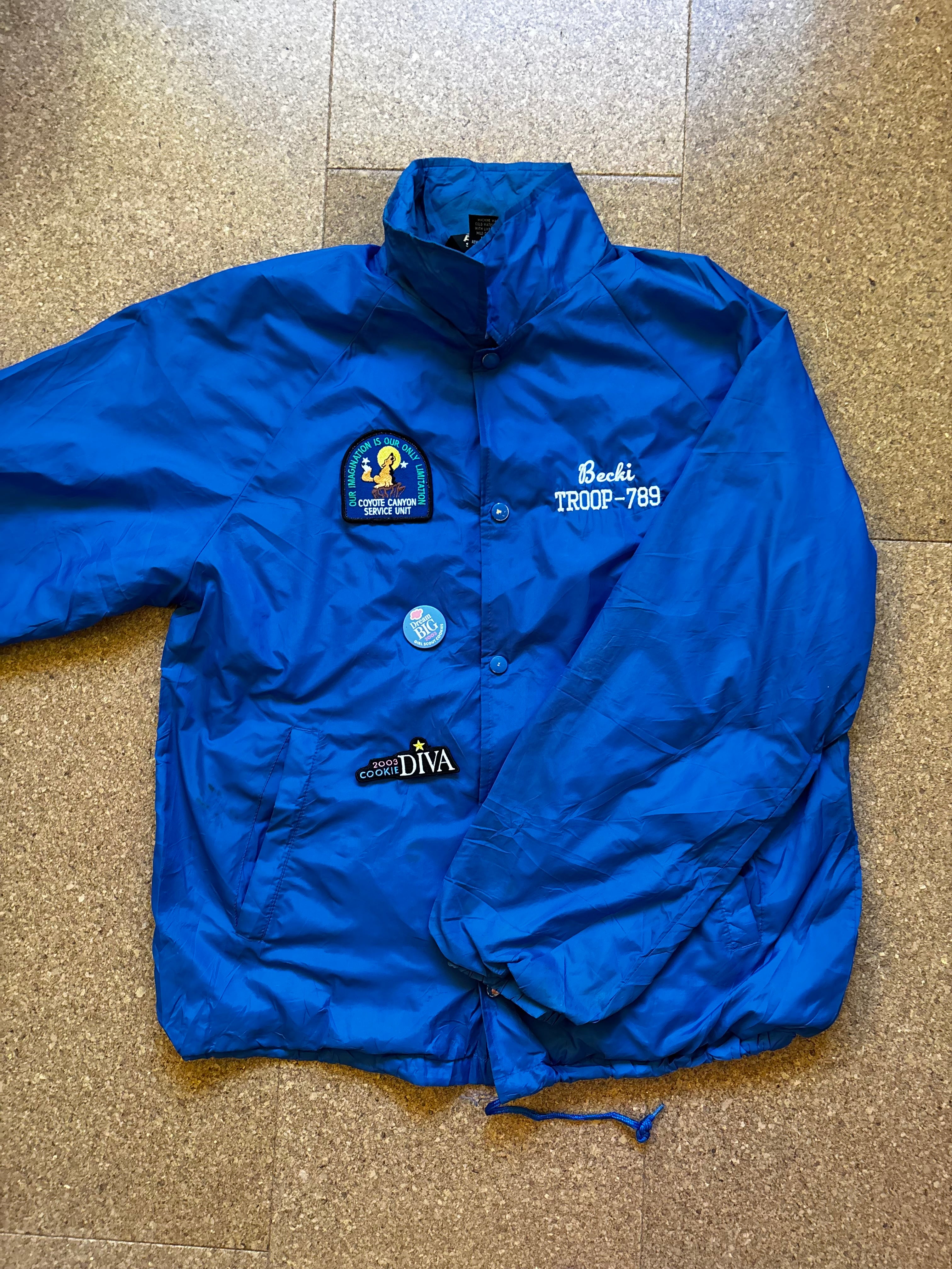 Early 2000s vintage USA varsity jacket with patches