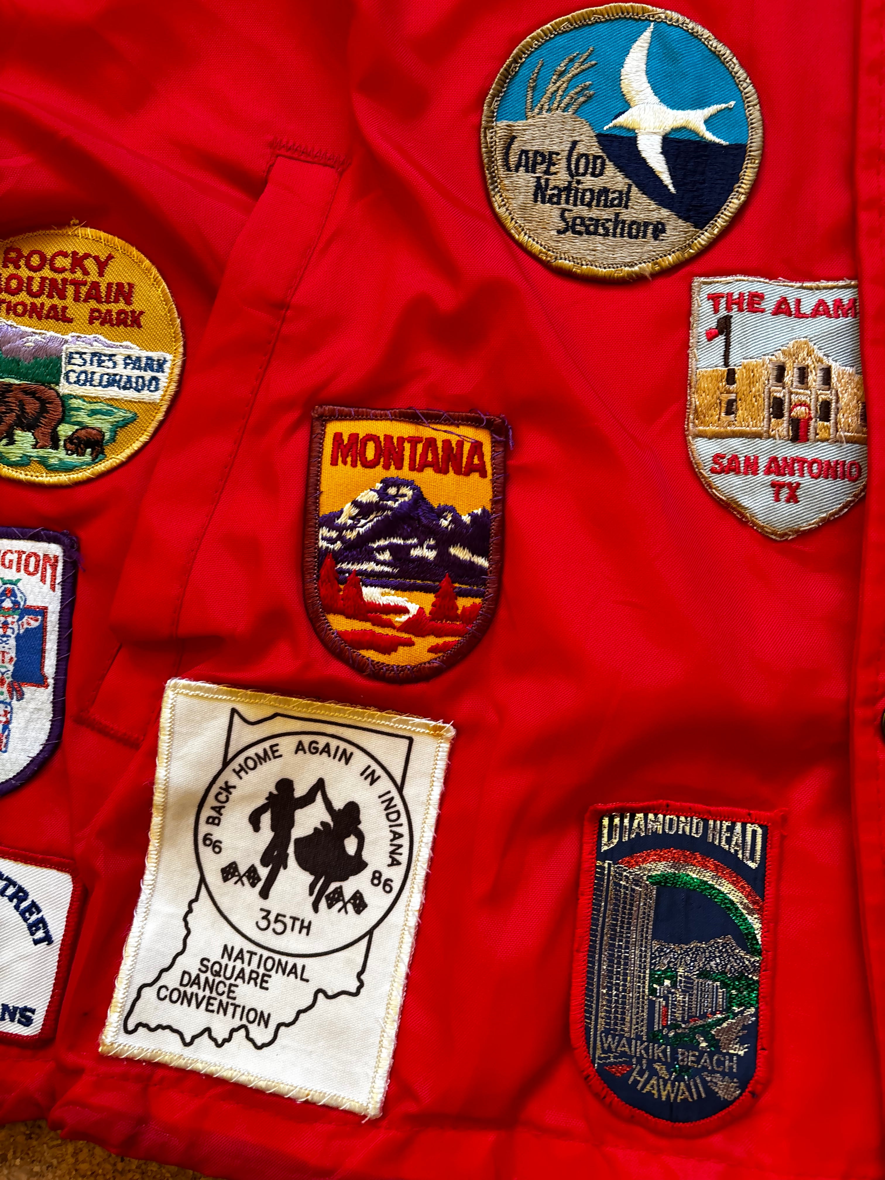 Vintage Hilton USA red jacket with state patches unique jacket
