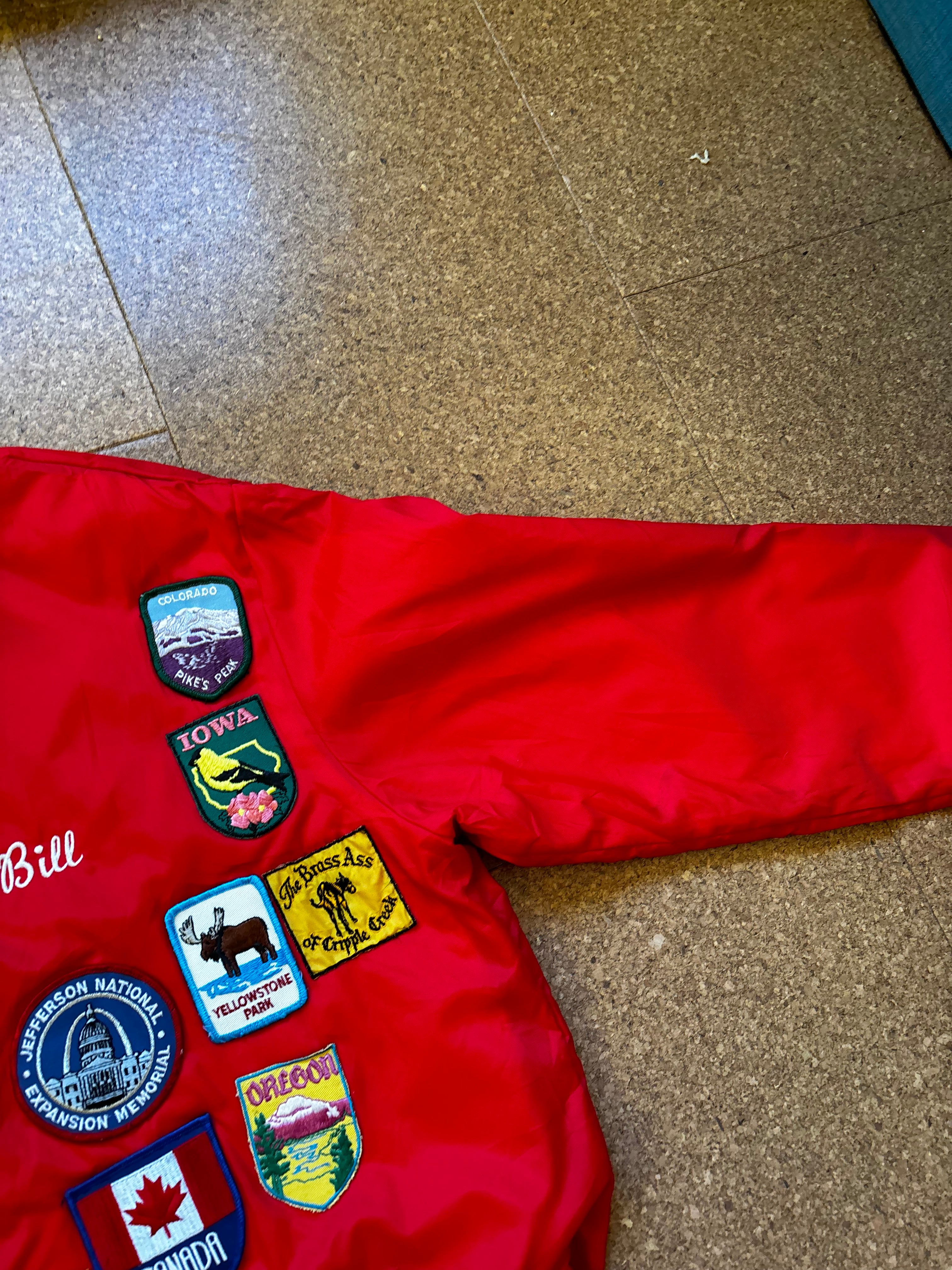 Vintage Hilton USA red jacket with state patches unique jacket