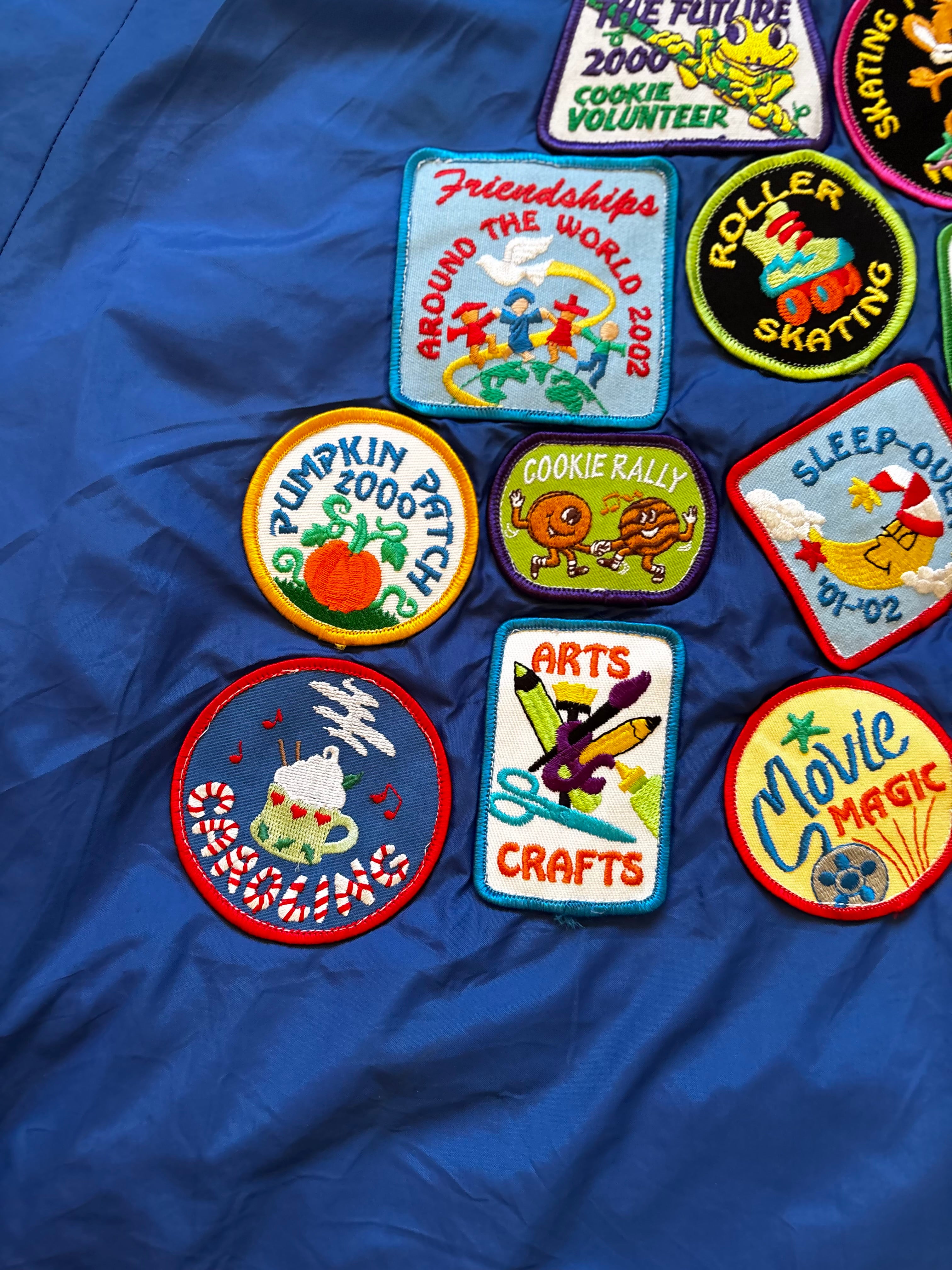 Early 2000s vintage USA varsity jacket with patches