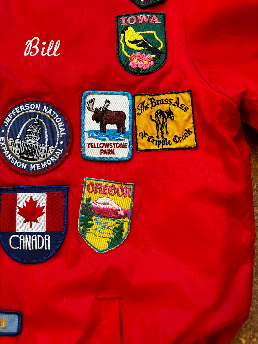 Vintage Hilton USA red jacket with state patches unique jacket