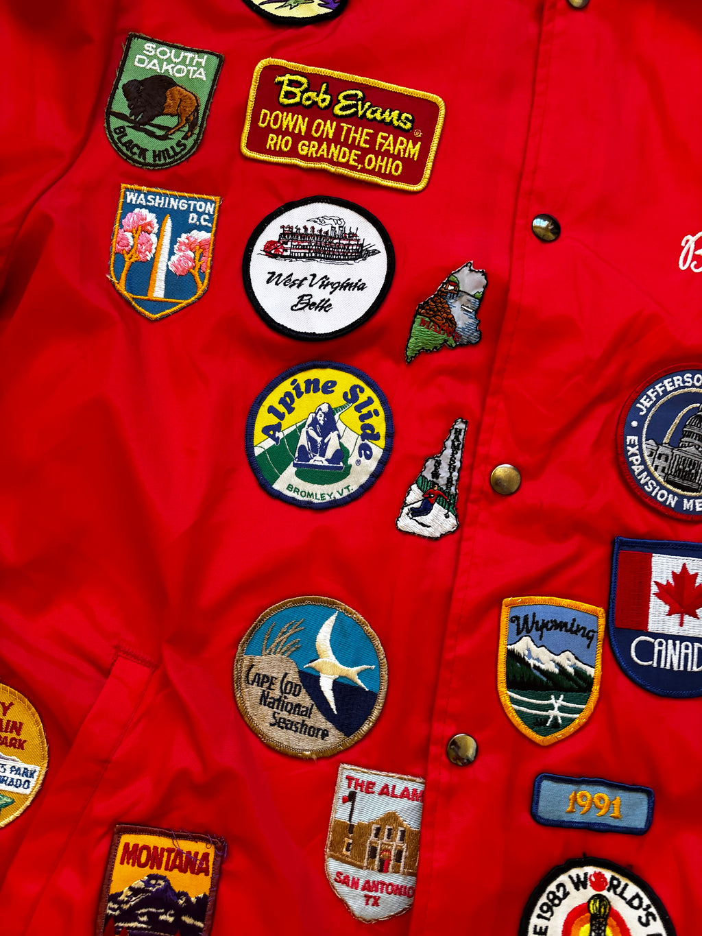 Vintage Hilton USA red jacket with state patches unique jacket