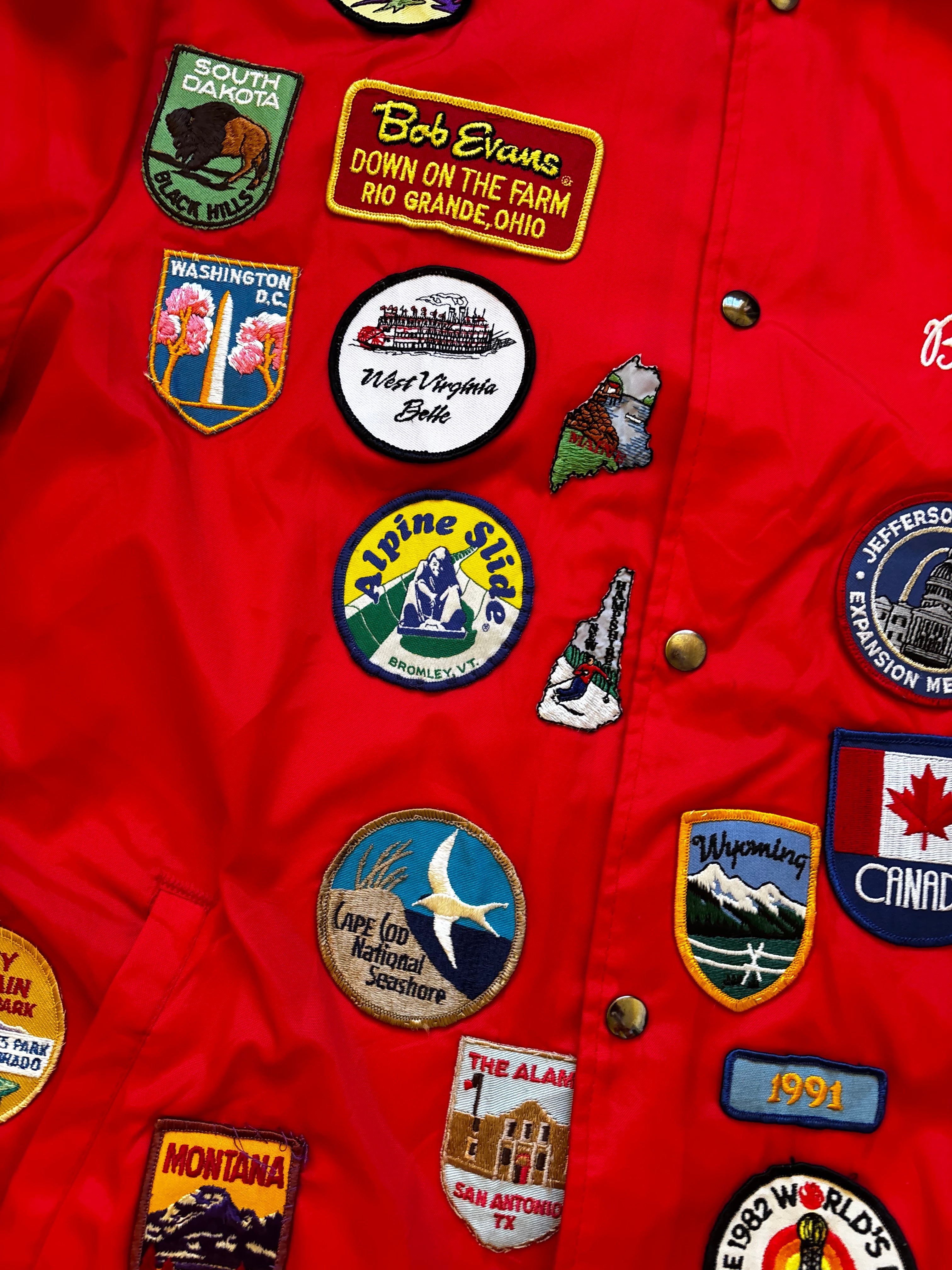 Vintage Hilton USA red jacket with state patches unique jacket